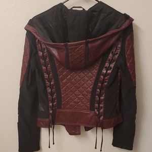 Blanc Noir Voyage Hooded Moto Jacket 